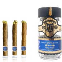 A photograph of El Blunto x Source Gold Bluntito .75g Lemon Cherry Gelato 4pk 3g