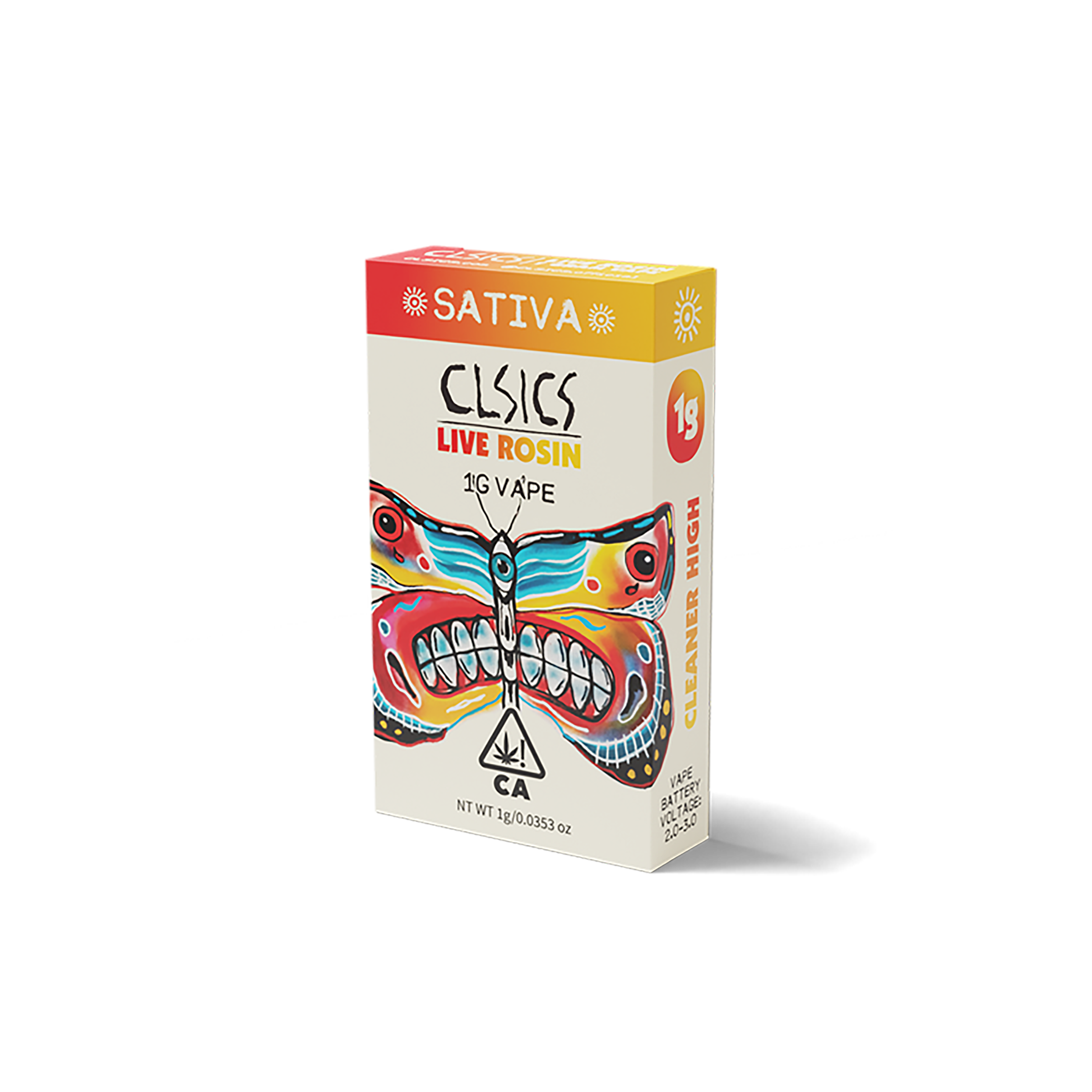 A photograph of CLSICS Live Rosin Cartridge 1g Sativa Clockwork Lemon