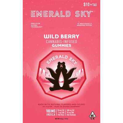 Emerald Sky Gummies 10ct 100mg Indica Wild Berry
