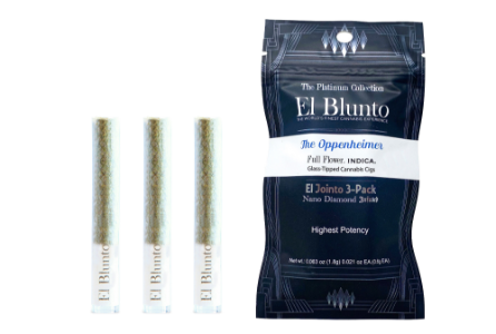 A photograph of El Blunto Diamond Jointo .6g Indica The Oppenheimer 3pk 1.8g