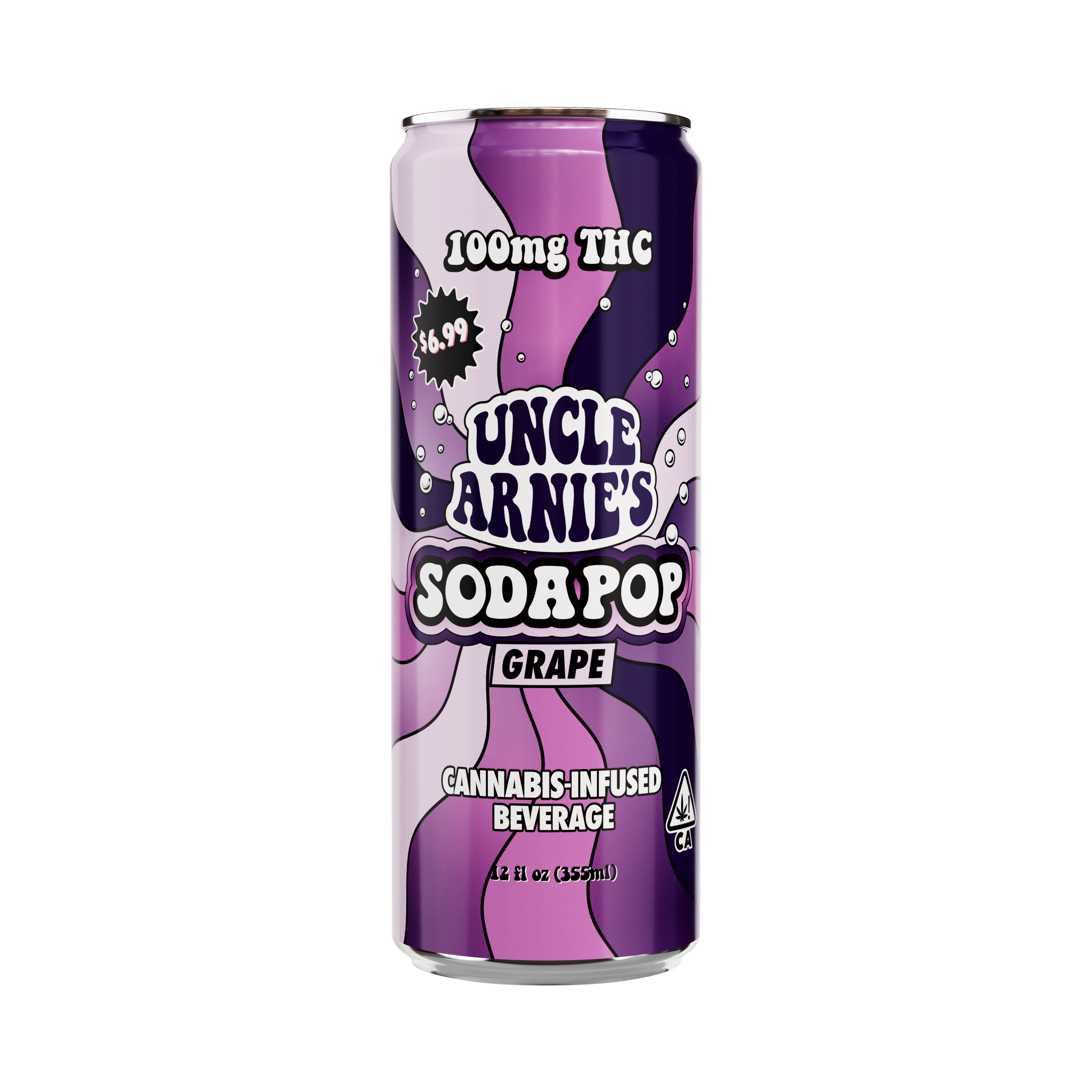 A photograph of Uncle Arnie's Beverage 12oz Grape Soda 100mg