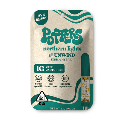 Potters Live Resin Vape Cartridges 1g Indica Northern Lights