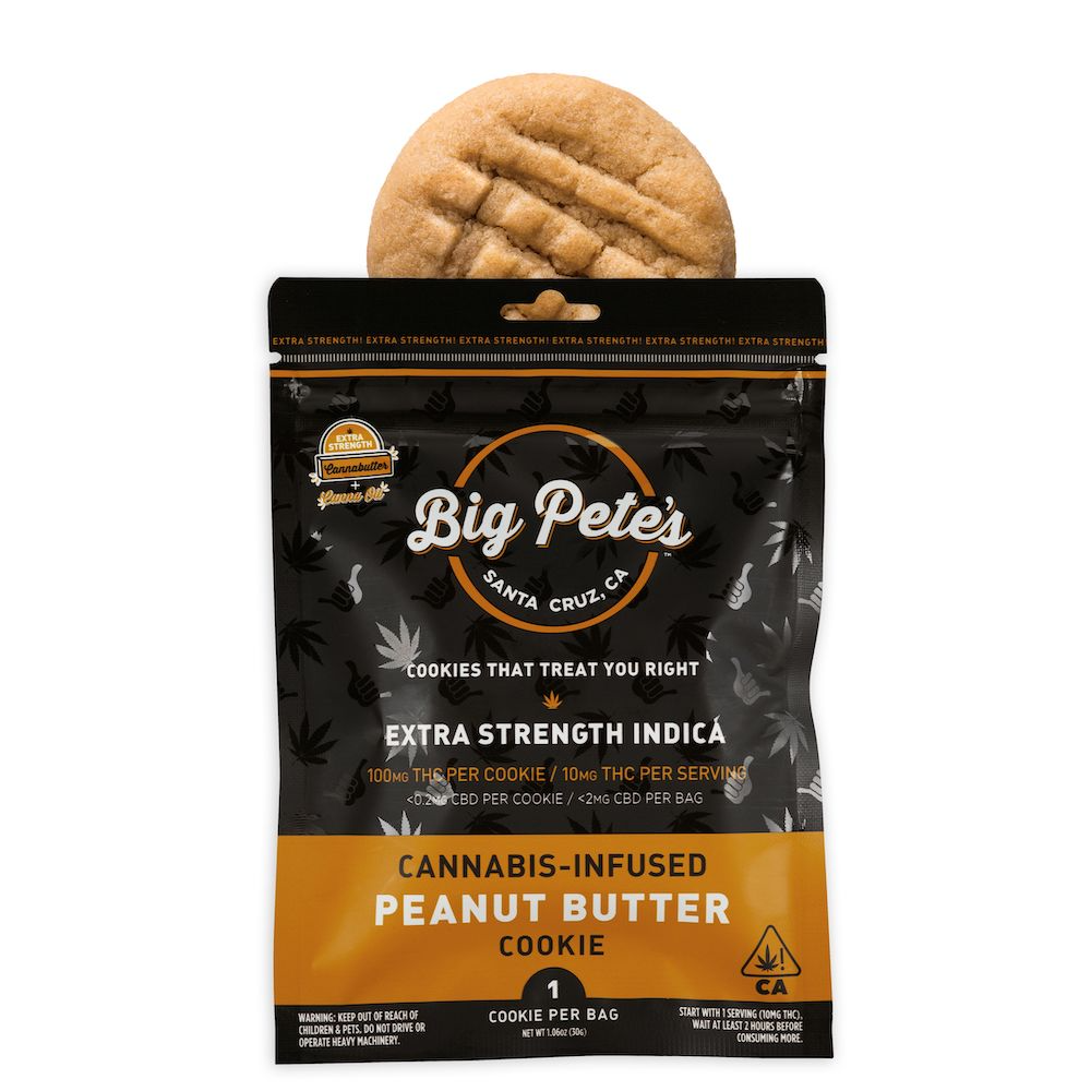 A photograph of Big Pete's Peanut Butter ''Extra Strength'' Indica 100mg