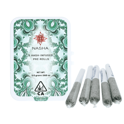 Nasha Hash Infused Preroll 5pk Indica PB Kush x G Tank