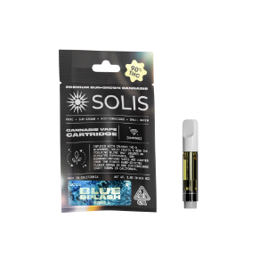 A photograph of Solis Diamond Enhanced Cartridge 1g Hybrid Blue Splash