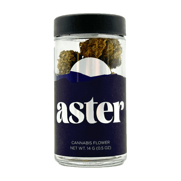 A photograph of Aster Flower 14g Smalls Indica OG Cherry