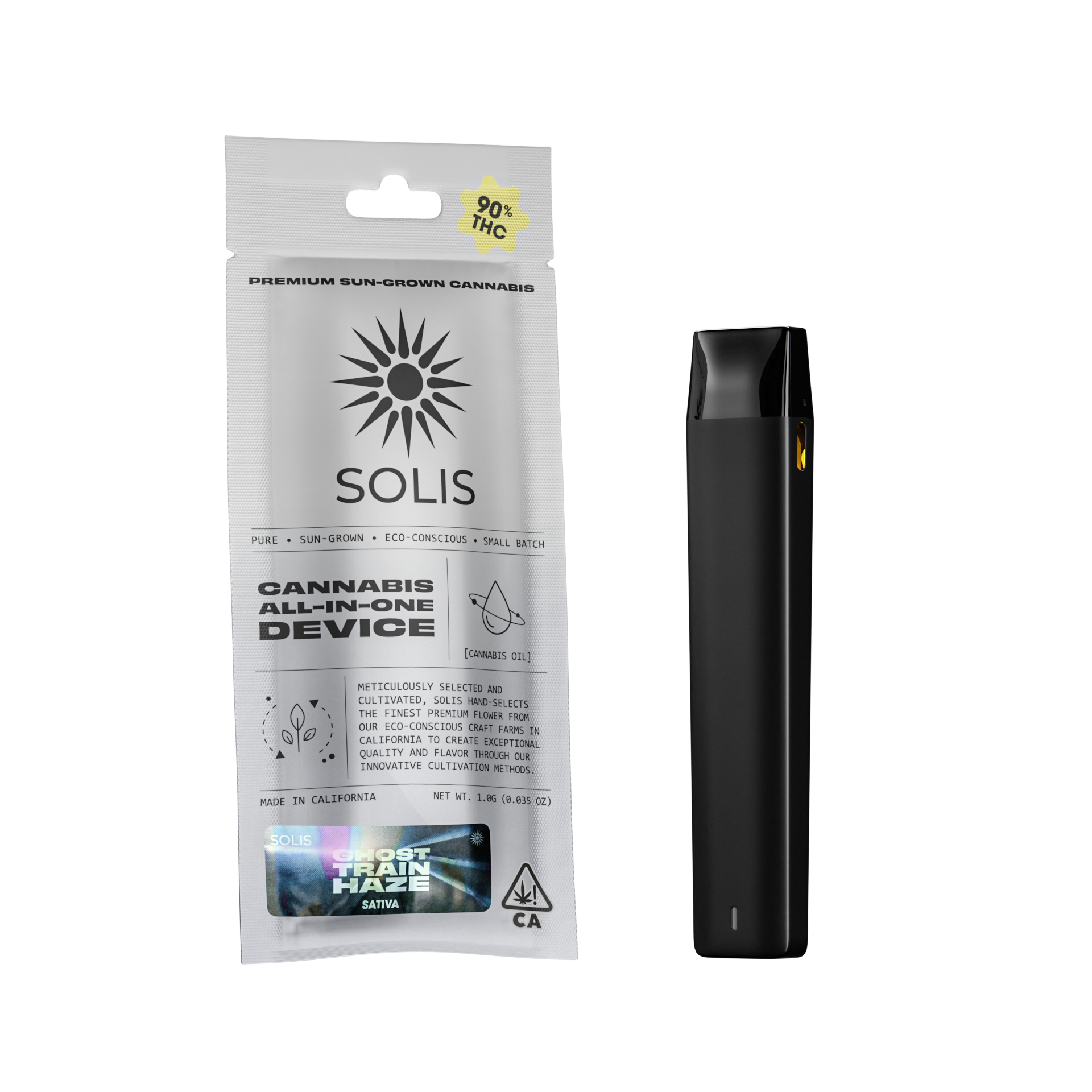 A photograph of Solis All-In-One Vape 1g Sativa Ghost Train Haze