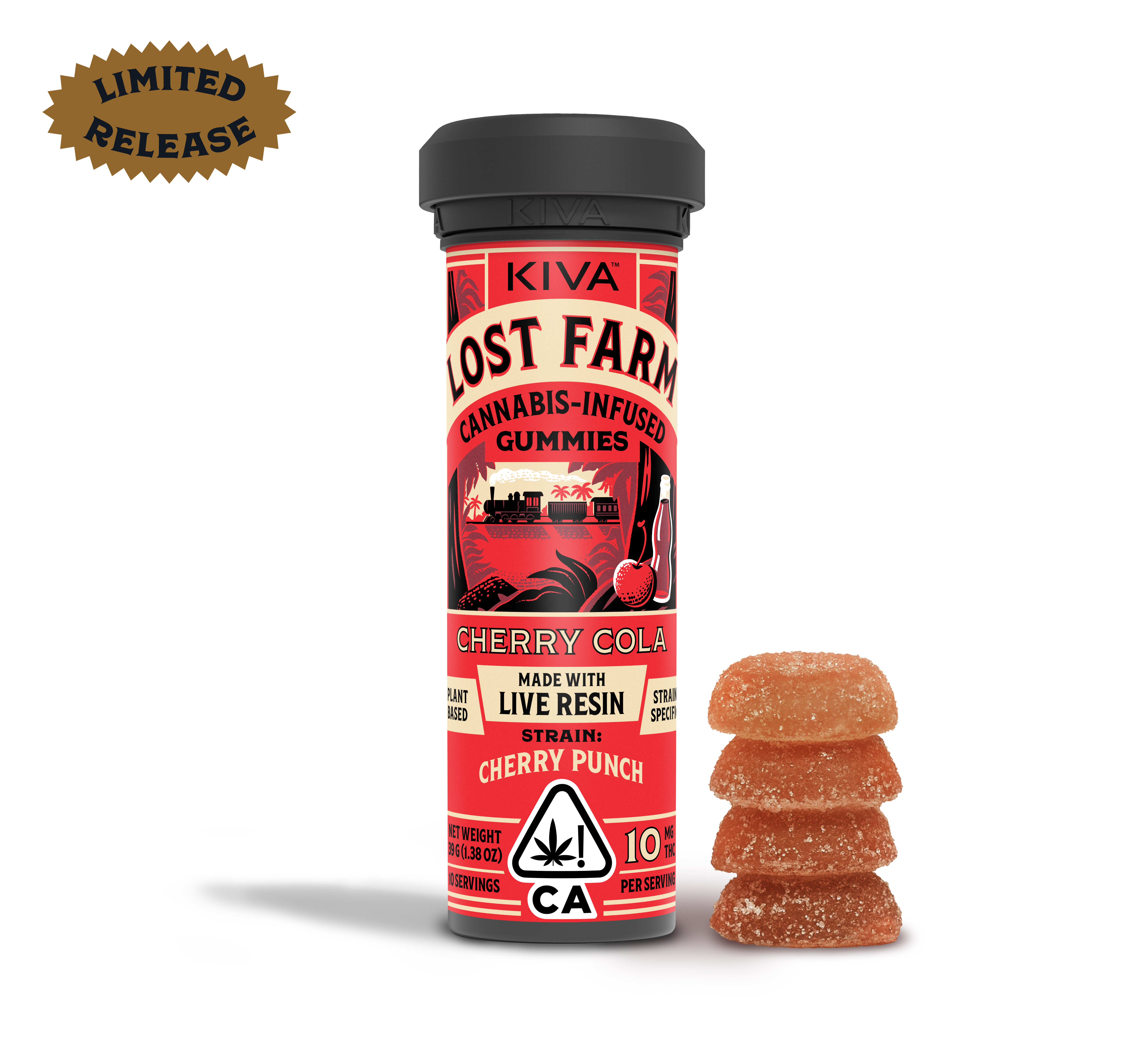 A photograph of Lost Farm Gummies Cherry Cola Cherry Punch