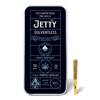 A photograph of Jetty Solventless Preroll Purple Cadillac 10pk