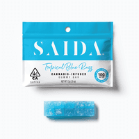 A photograph of Saida Gummy Bar 100mg Sativa Tropical Blue Razz