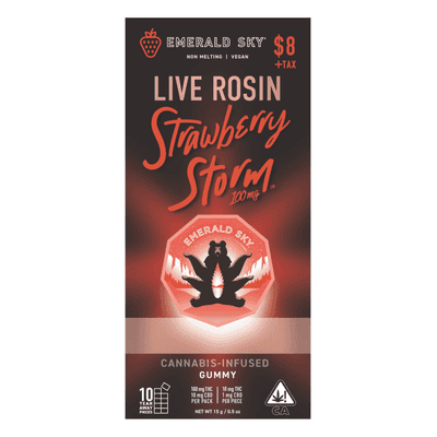 Emerald Sky Rosin Gummies 1ct 100mg Hybrid Strawberry Storm 48pk