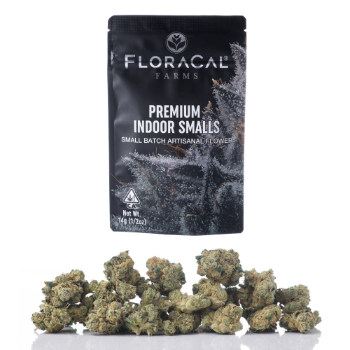 A photograph of FloraCal Flower 14g Smalls Indica Legacy Biscotti