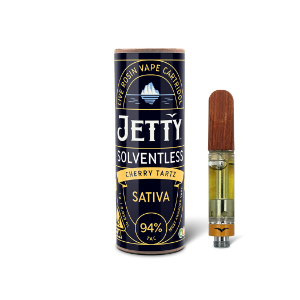 A photograph of Jetty Cartridge OCAL 1g Solventless Cherry Tartz