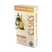 A photograph of CLSICS Live Rosin All-In-One Cartridge 1g Sativa Clockwork Lemon