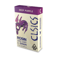 A photograph of CLSICS Live Rosin Cartridge 1g Indica Deep Purple