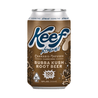 A photograph of Keef 100mg Bubba Kush Root Beer Xtreme Classic Soda 12oz