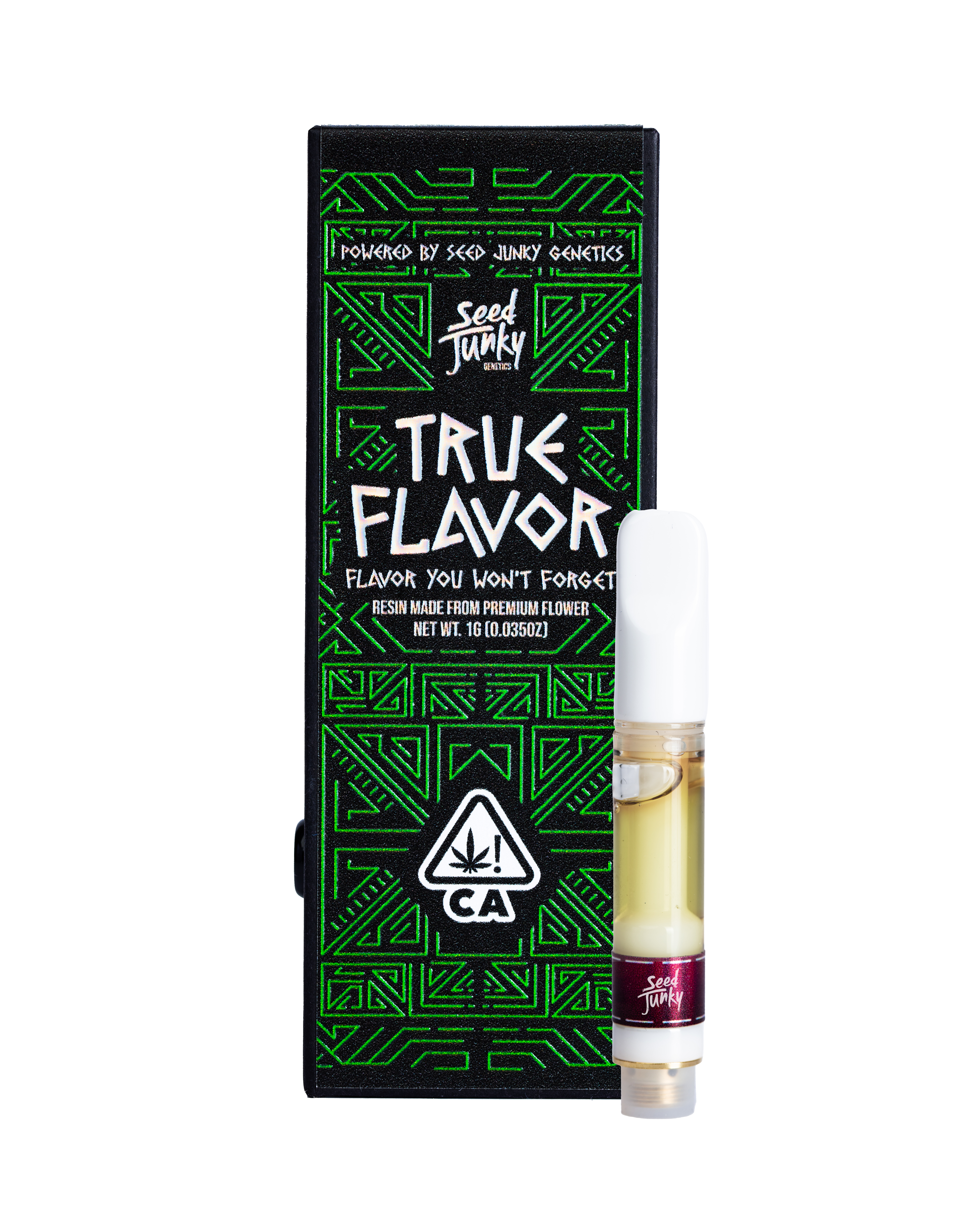 A photograph of Seed Junky True Flavor Cartridge 1g Hybrid Malibu