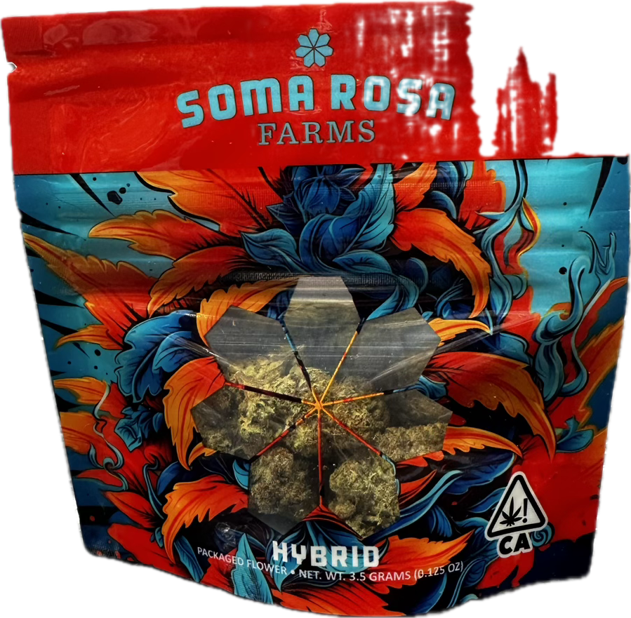 A photograph of Soma Rosa Flower 3.5g Hybrid Peach Cobbler