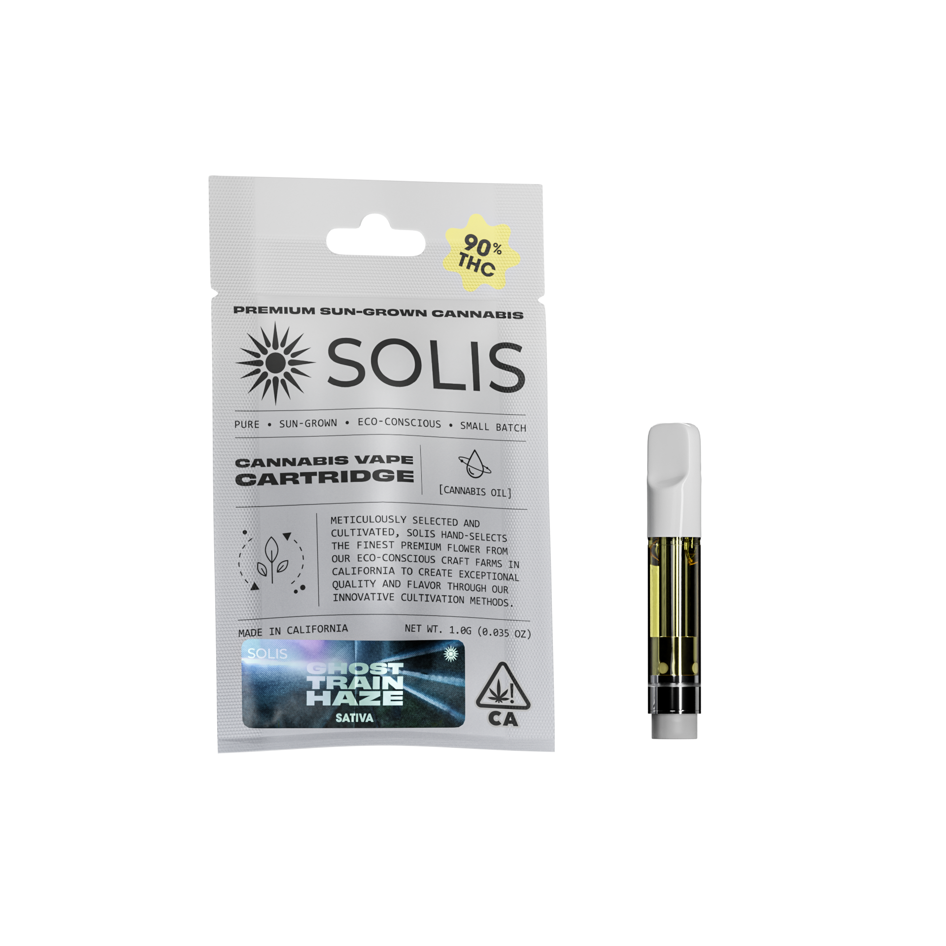 A photograph of Solis Cartridge 1g Sativa Ghost Train Haze