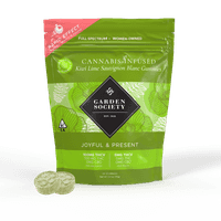 A photograph of Garden Society Gummy Kiwi Lime Sauv Blanc 1:1 THCV/THC 100mg 20pk