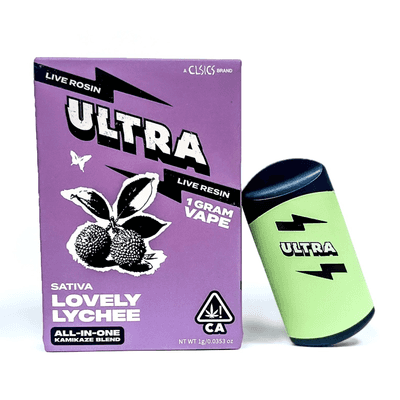 Ultra Live Rosin and Live Resin All-In-One Cartridge 1g Sativa Lovely Lychee