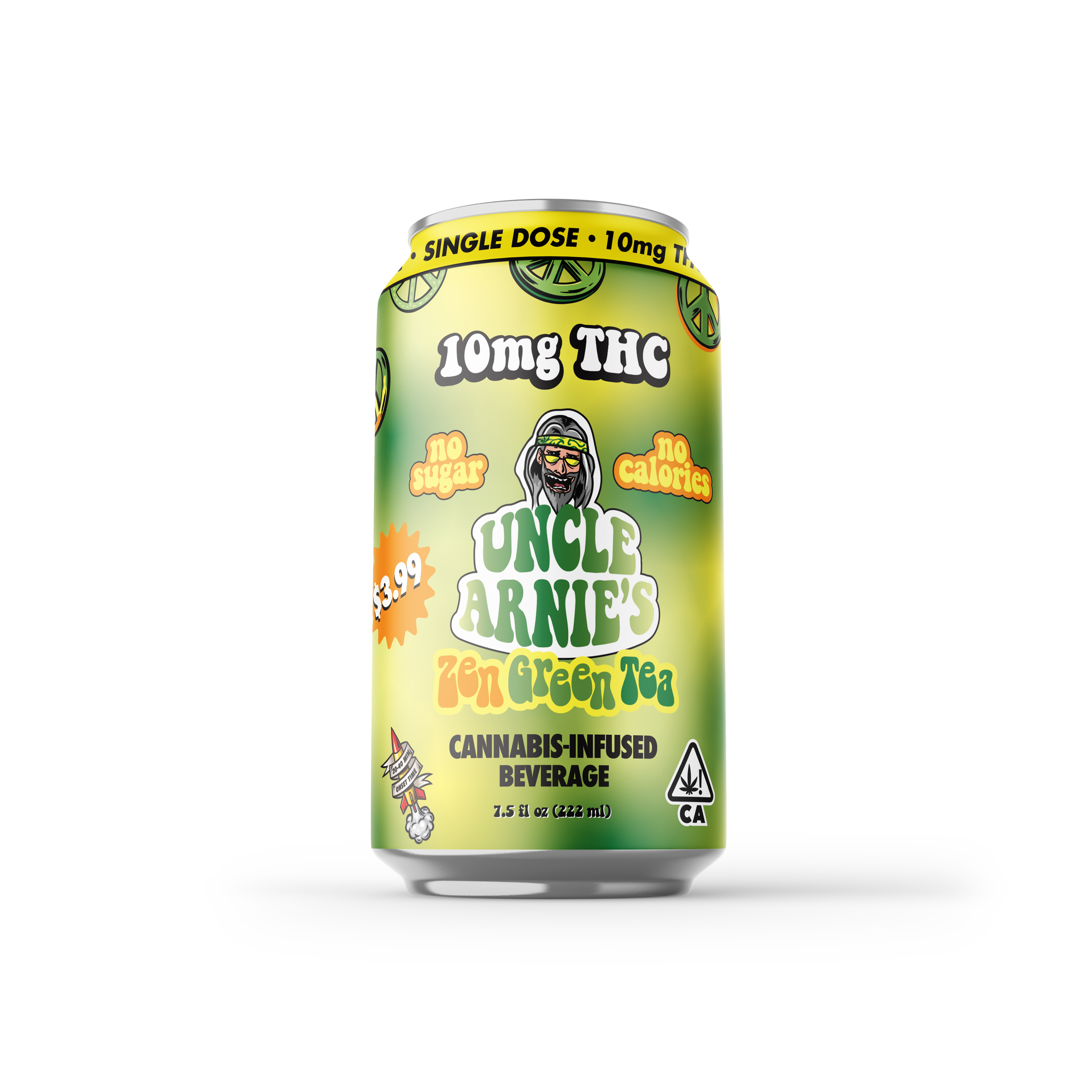A photograph of Uncle Arnie's Beverage 7.5oz Zen Green Tea Zero Calories 10mg