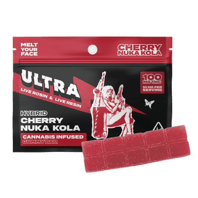 Ultra Live Rosin and Live Resin Gummy Bar 100mg Hybrid Cherry Nuka Kola