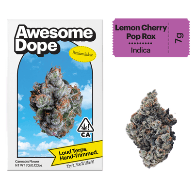 Awesome Dope Indoor Flower 7g Indica Lemon Cherry Pop Rox