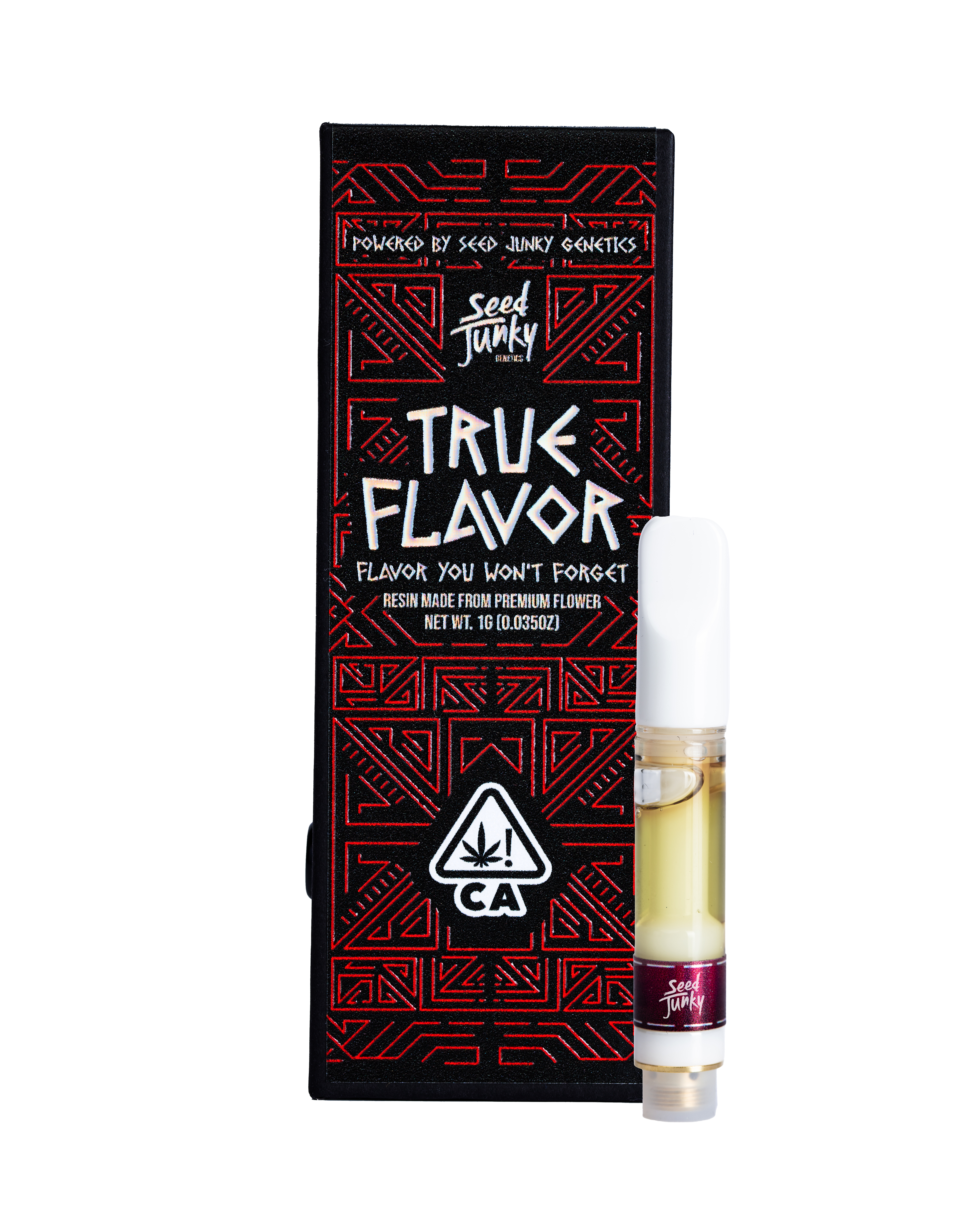 A photograph of Seed Junky True Flavor Cartridge 1g Sativa Gello Shot