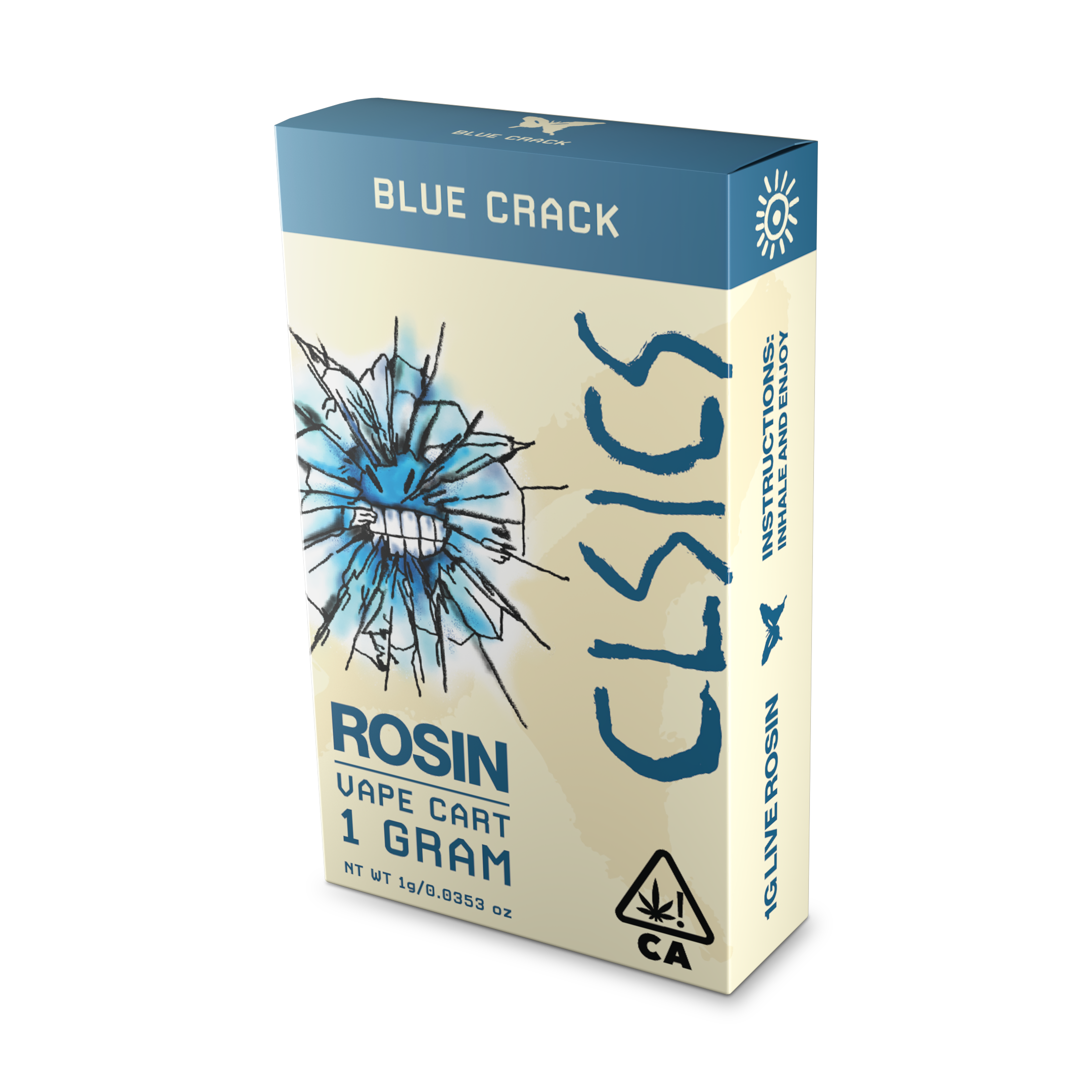 A photograph of CLSICS Live Rosin Cartridge 1g Sativa Blue Crack