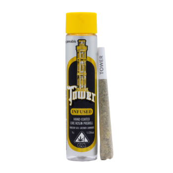 A photograph of Source Cannabis Infused Preroll 1g Indica Lemon Royale X Papaya Tangie