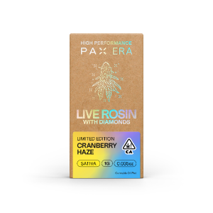 A photograph of PAX Live Rosin Pod 1g Sativa Cranberry Haze