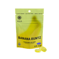 A photograph of Solis Gummies Indica Banana Runtz 10pk