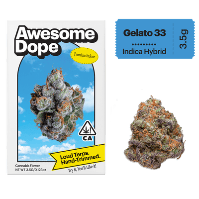 Awesome Dope Indoor Flower 3.5g Indica Hybrid Gelato 33