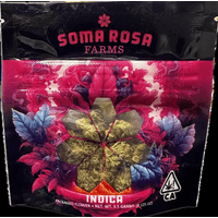 A photograph of Soma Rosa Flower 3.5g Indica Rainbow Sherbet x Pink Guava