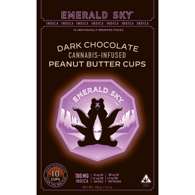 Emerald Sky Peanut Butter Cups 10ct 100mg Indica Dark Chocolate 10ct