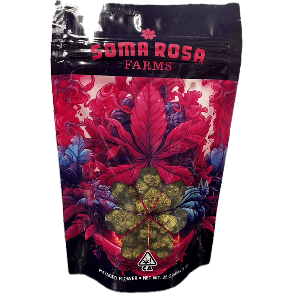 A photograph of Soma Rosa Flower 28g Indica Gelatti x RS 11