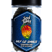 A photograph of Seed Junky Smalls Flower 14g Indica Mango Fruz