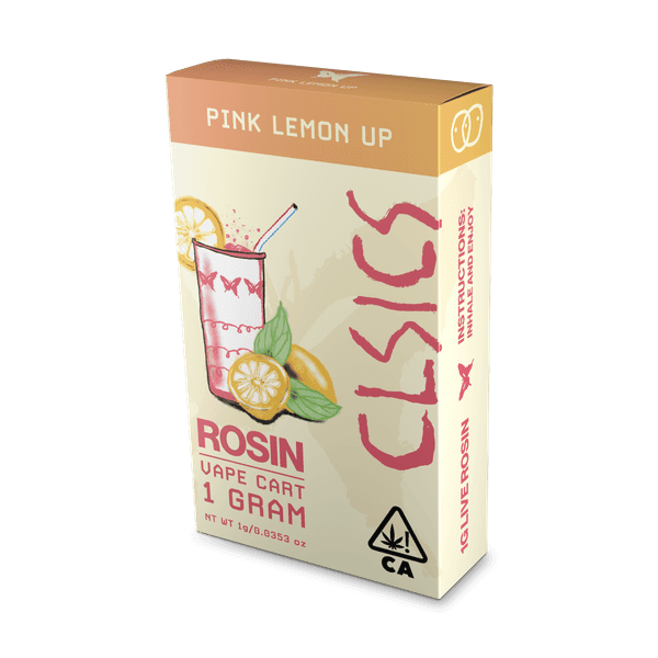 A photograph of CLSICS Live Rosin Cartridge 1g Hybrid Pink Lemon Up