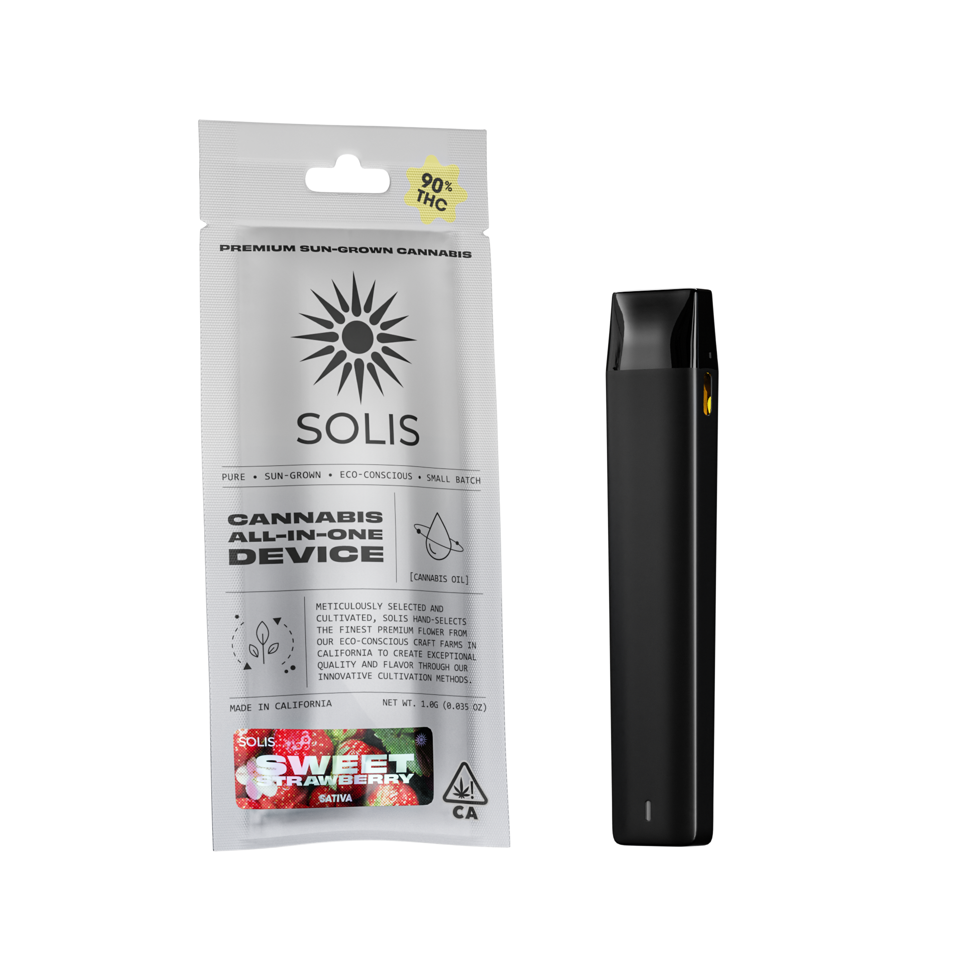 A photograph of Solis All-in-One Vape 1g Sativa Sweet Strawberry