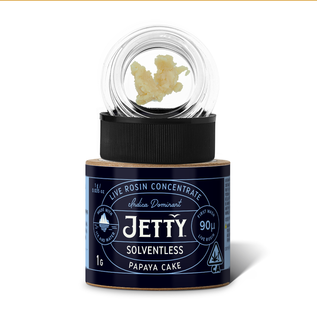 A photograph of Jetty Live Rosin 1g Solventless Papaya Cake