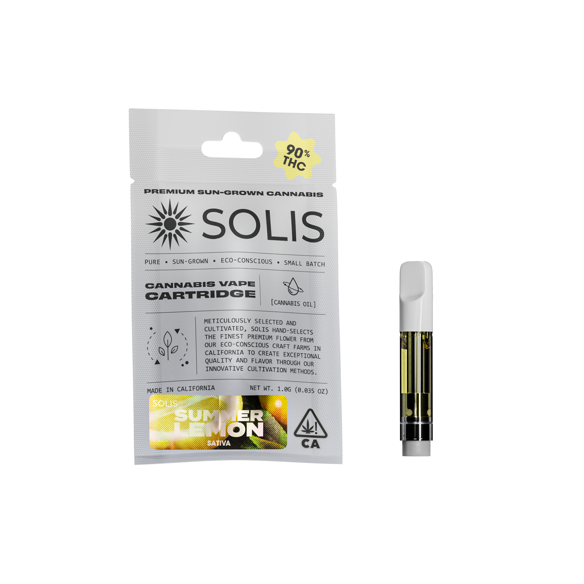 A photograph of Solis Cartridge 1g Sativa Summer Lemon