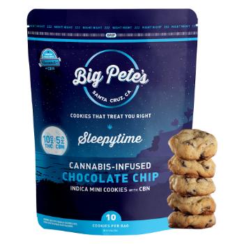 A photograph of Big Pete's Sleepytime CBN Chocolate Chip 10pk Indica 100mg THC:50mg CBN