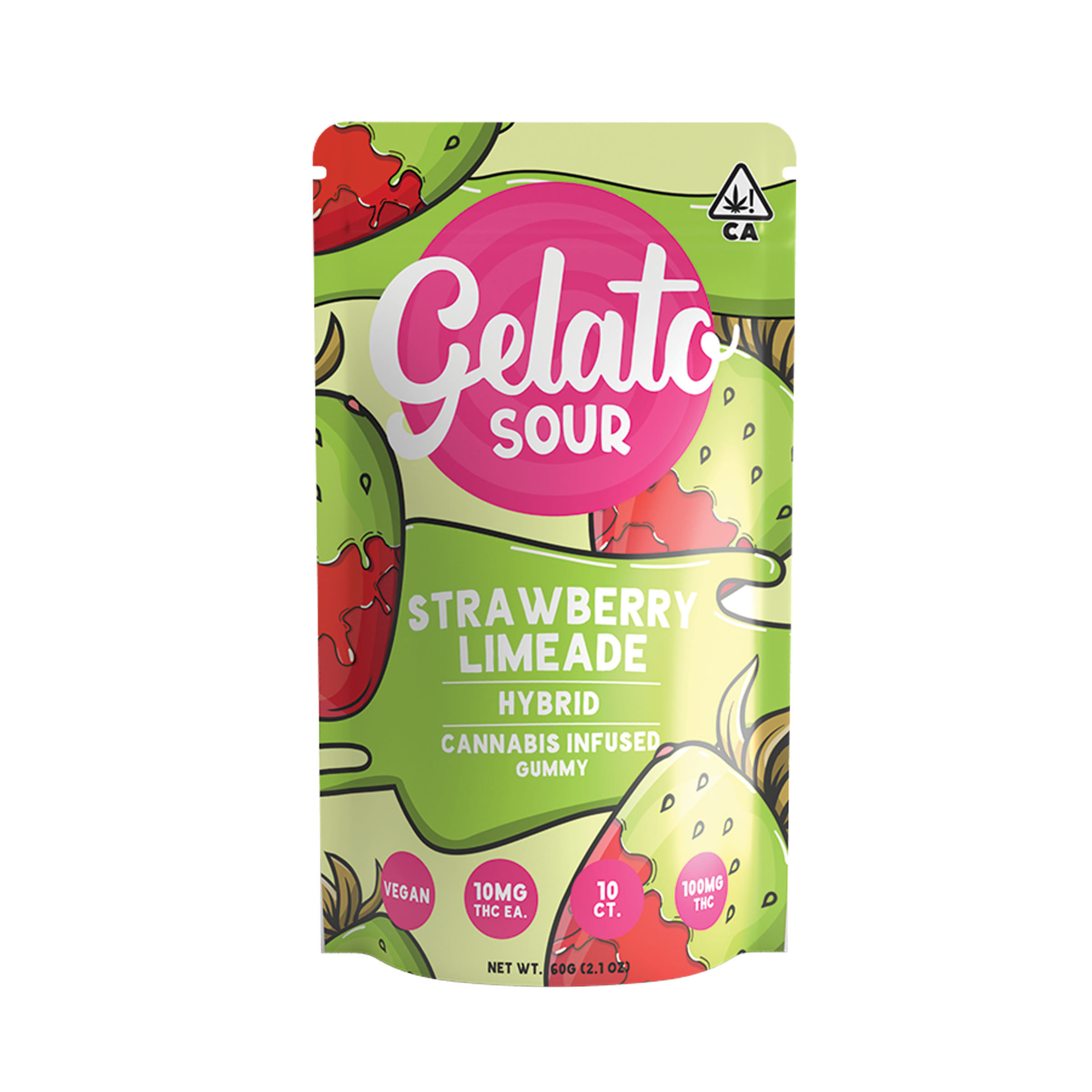 A photograph of Gelato Gummies 100mg Hybrid Strawberry Limeade 10ct