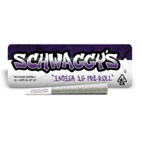 A photograph of Schwaggys 1g Preroll Indica Blend