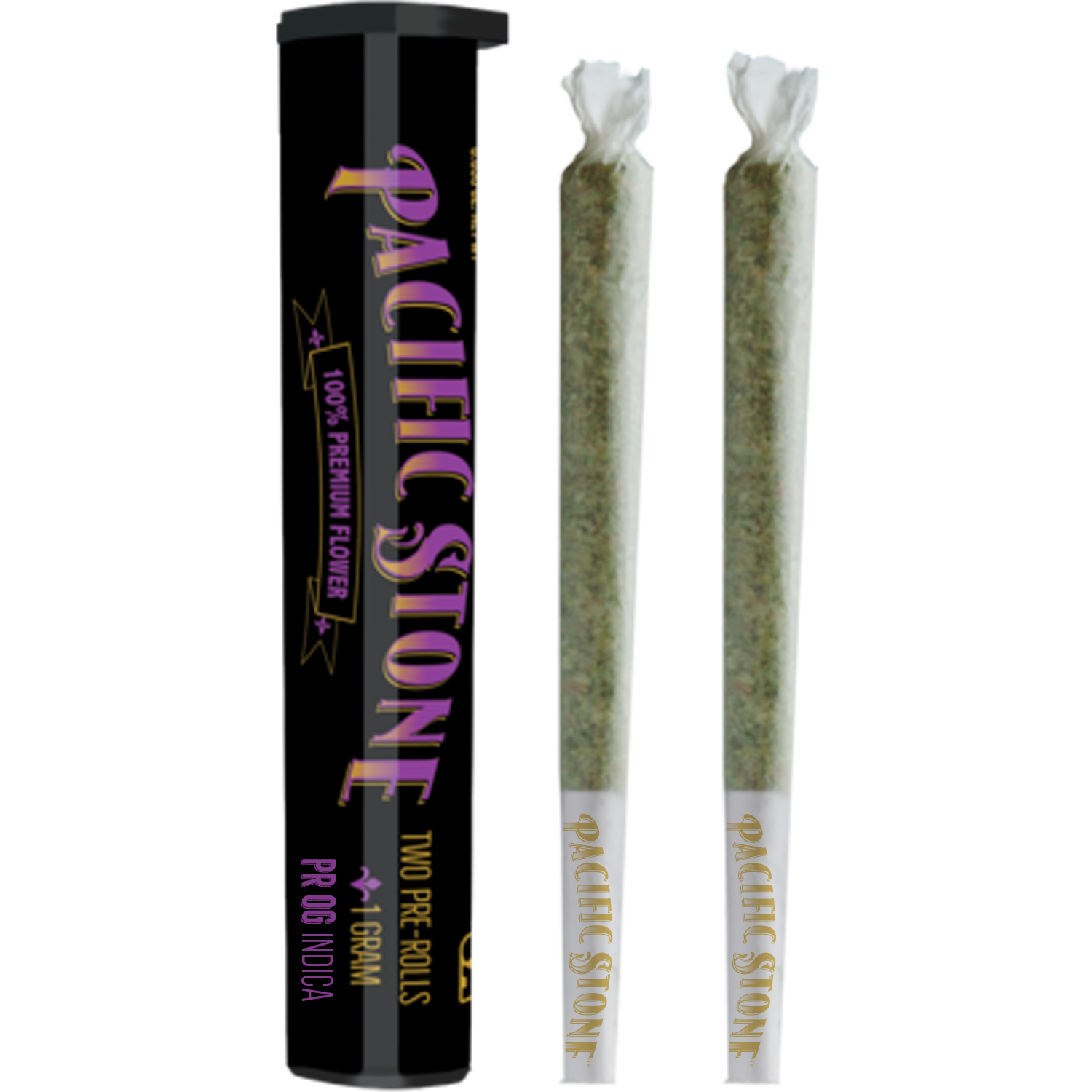 A photograph of Pacific Stone Preroll 0.5g Indica PR OG 2-Pack 1.0g