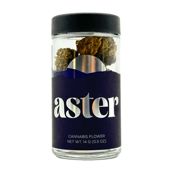 A photograph of Aster Flower 14g Smalls Indica Papaya Bomb