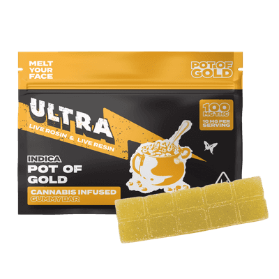 Ultra Live Rosin and Live Resin Gummy Bar 100mg Indica Pot of Gold