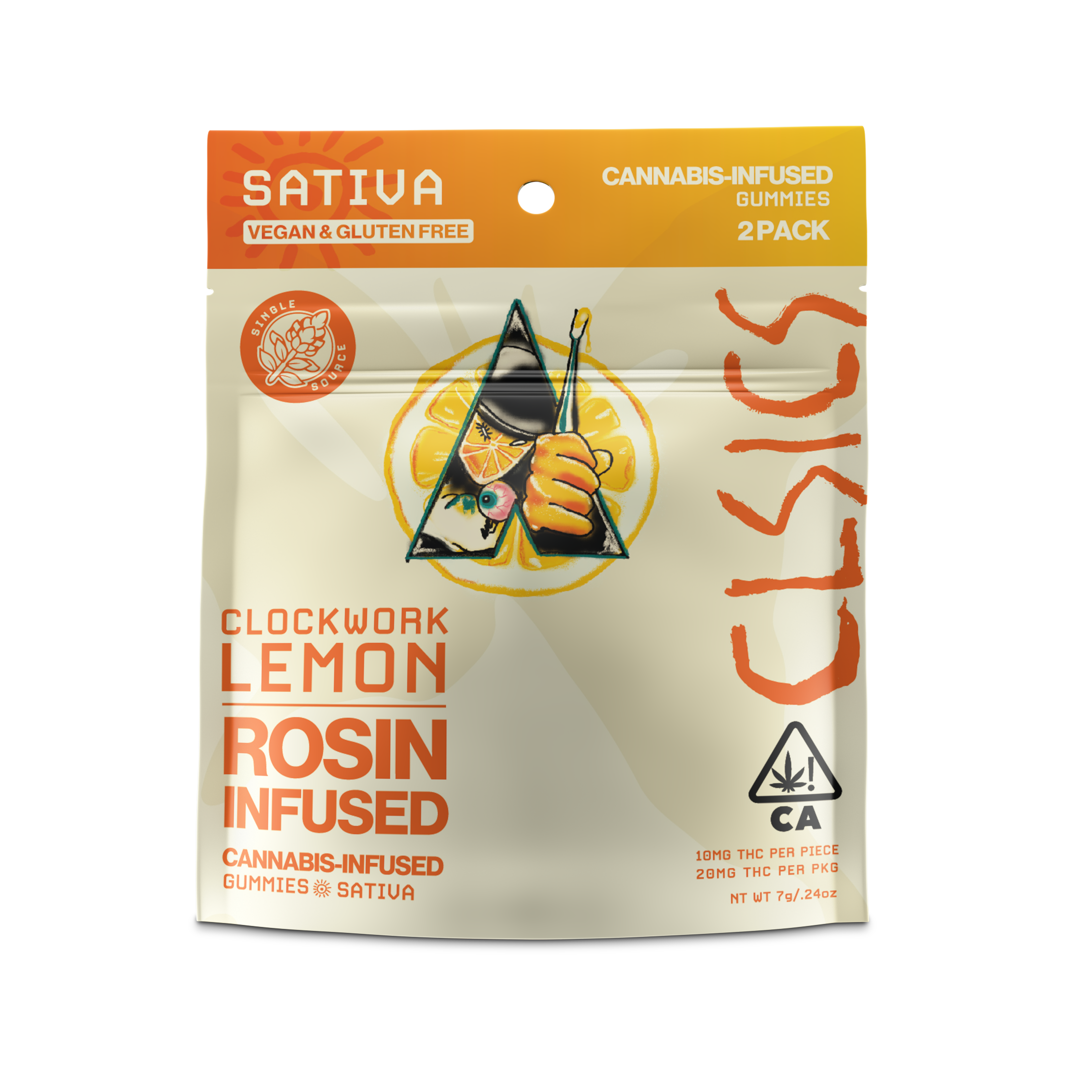 A photograph of CLSICS Live Rosin Gummies Sativa Clockwork Lemon 2-Piece