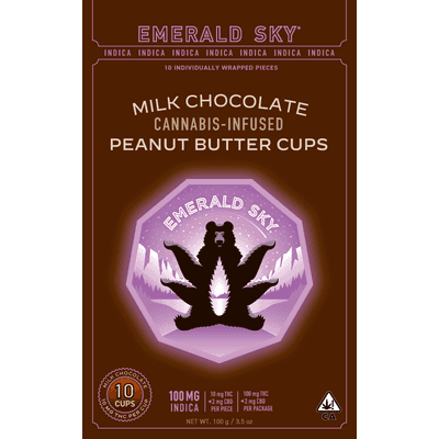 Emerald Sky Peanut Butter Cups 10ct 100mg Indica Milk Chocolate